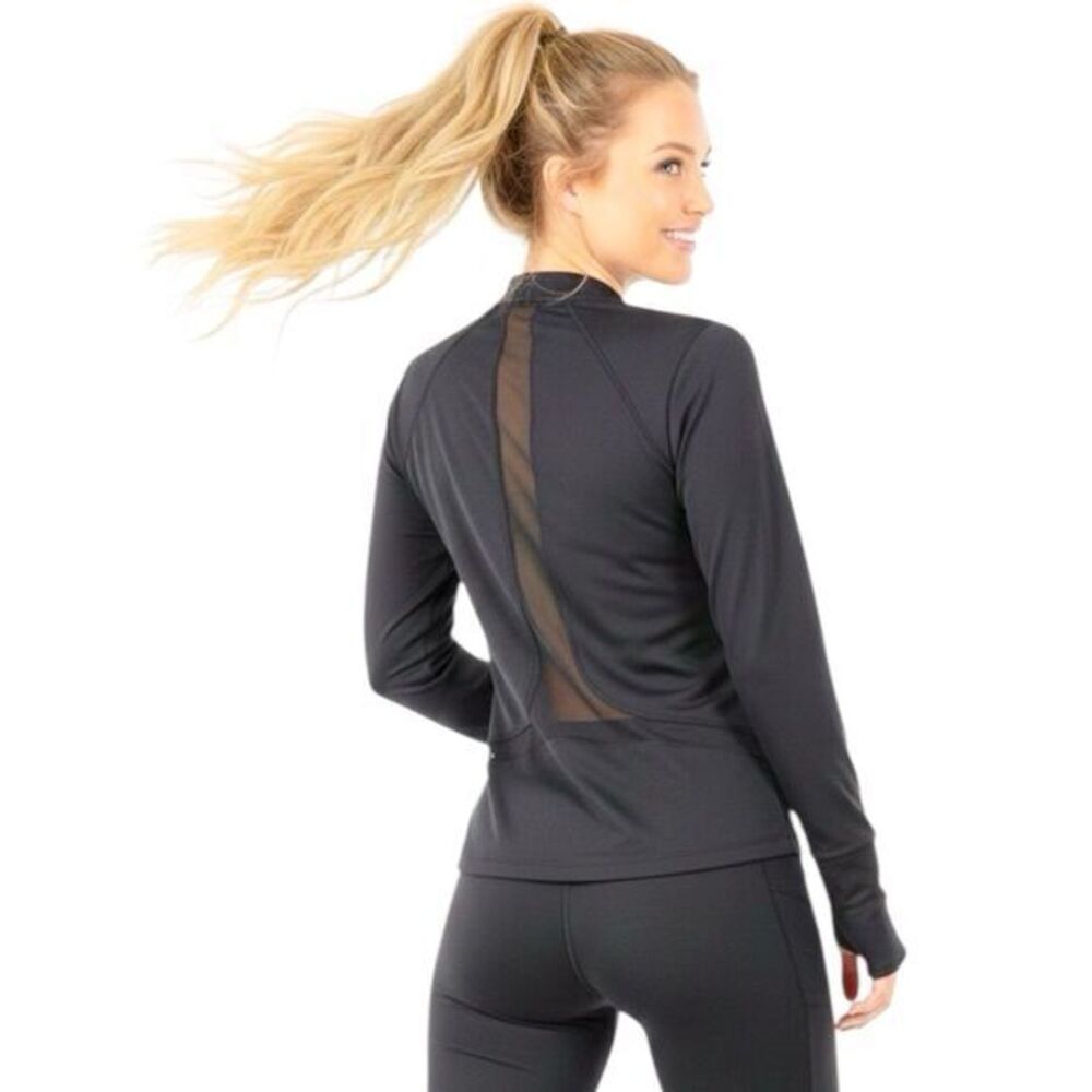 Under Armour Womens Blouse Large Black Mesh Panel Sporty Athleisure Active Wear